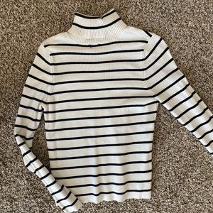 striped turtleneck sweater